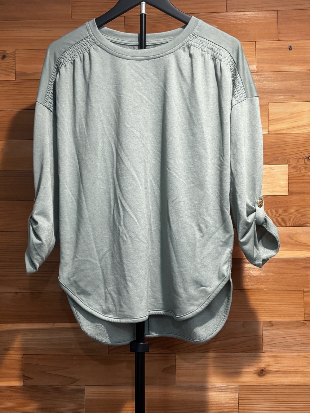 Cupio Sage Green Long-Sleeve Roll-Tab Top